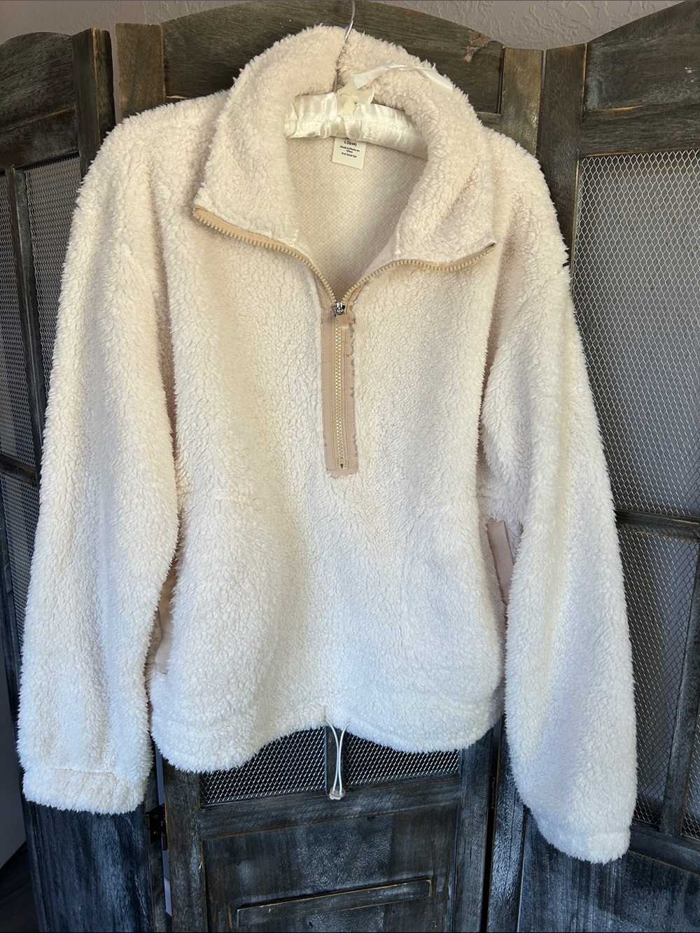 No Boundaries Cream Sherpa Half-Zip Pullover